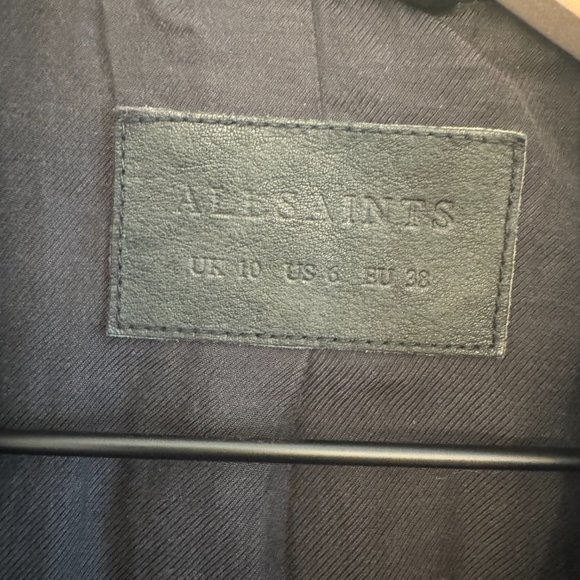 AllSaints Ink (Dark Navy) Leather Jacket Size US 6/ UK 10 - Picture 5 of 5